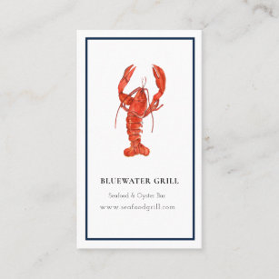 Waterverf Lobster chef., restaurant visitekaartje