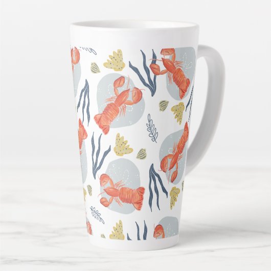 Waterverf Lobster Crustacean Beach Sand Dollars Latte Mok (Rechterhoek)