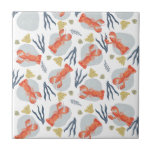 Waterverf Lobster Crustacean Beach Sand Dollars Tegeltje<br><div class="desc">Ontwerp met Beach Thema Hand Drawn Botanical Art en Waterverf Lobster</div>