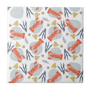 Waterverf Lobster Crustacean Beach Sand Dollars Tegeltje