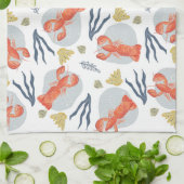 Waterverf Lobster Crustacean Beach Sand Dollars Theedoek (Gevouwen)