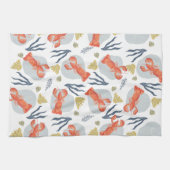 Waterverf Lobster Crustacean Beach Sand Dollars Theedoek (Horizontaal)