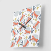 Waterverf Lobster Crustacean Beach Sand Dollars  Vierkante Klok (Hoek)