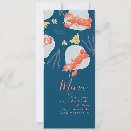 Waterverf Lobster Crustacean Botanical Menu (Voorkant)