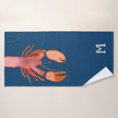 Waterverf Lobster Monogram Nautisch Badhanddoek (Badhanddoek)