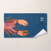 Waterverf Lobster Monogram Nautisch Handdoek (Handdoek)