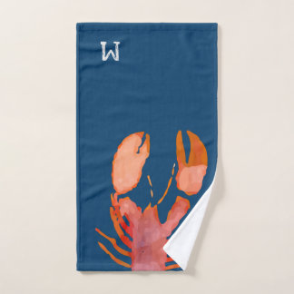 Waterverf Lobster Monogram Nautisch Handdoek
