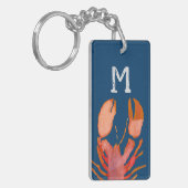 Waterverf Lobster Monogram Nautisch Sleutelhanger (Voorkant Links)