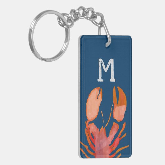 Waterverf Lobster Monogram Nautisch Sleutelhanger (Voorkant Links)