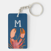 Waterverf Lobster Monogram Nautisch Sleutelhanger (achterkant)