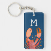Waterverf Lobster Monogram Nautisch Sleutelhanger (Voorkant)