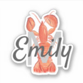 Waterverf Lobster Monogrammed Custom Name Sticker (Voorkant)