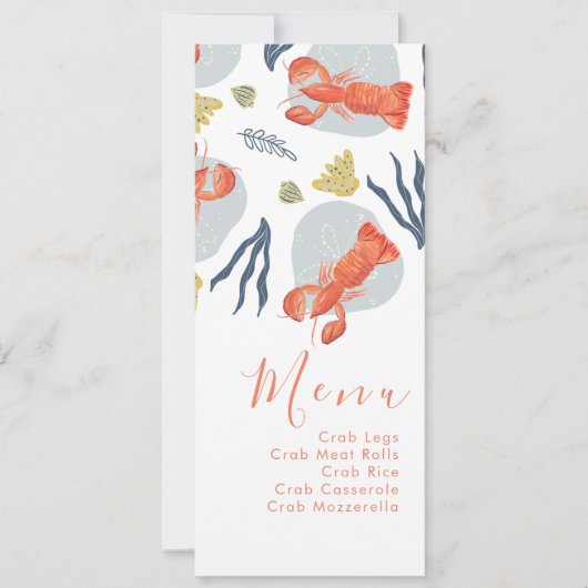 Waterverf Lobster Nautical Botanical Menu (Voorkant)