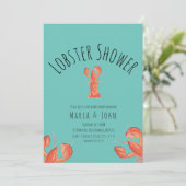 Waterverf Lobster Party Baby shower Crab Blauwgroe Aankondiging (Staand voorkant)