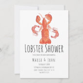 Waterverf Lobster Party Baby Shower-uitnodigingen Aankondiging (Voorkant)