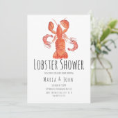 Waterverf Lobster Party Baby Shower-uitnodigingen Aankondiging (Staand voorkant)
