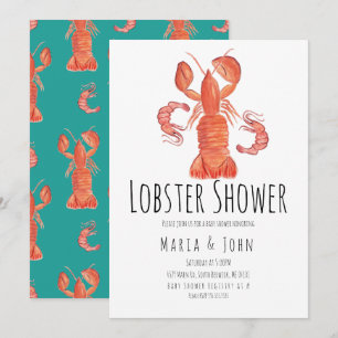 Waterverf Lobster Party Baby Shower-uitnodigingen Aankondiging