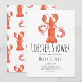 Waterverf Lobster Party Baby Shower-uitnodigingen Aankondiging (Voorkant / Achterkant)