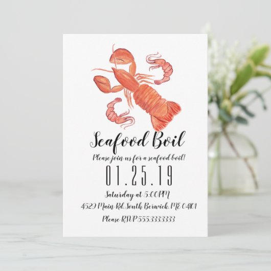 Waterverf Lobster Party Boil Shrimp Dinner Announ Aankondiging (Staand voorkant)