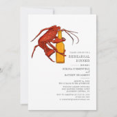 Waterverf Lobster Seafood Rehearsal Dinner Kaart (Voorkant)
