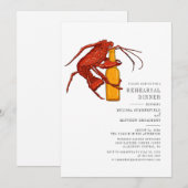 Waterverf Lobster Seafood Rehearsal Dinner Kaart (Voorkant / Achterkant)