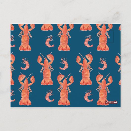 Waterverf Lobster Shrimp Crawfish Save the Date Briefkaart (Achterkant)