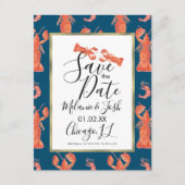 Waterverf Lobster Shrimp Crawfish Save the Date Briefkaart (Voorkant)