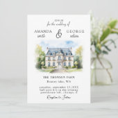 Waterverf locatie bruiloft kaart (Staand voorkant)