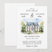 Waterverf locatie bruiloft kaart (Voorkant / Achterkant)