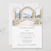 Waterverf Locatie Illustratie Huwelijksuitnodiging Save The Date (Voorkant)