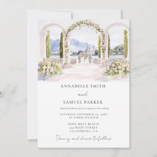 Waterverf Locatie Illustratie Huwelijksuitnodiging Save The Date (Voorkant)