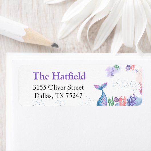 Waterverf logo Mermaid Return Etiket (Insitu)