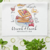 Waterverf logo Waffle restaurant Zakelijk Theedoek (Gevouwen)