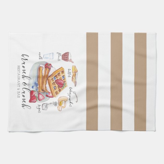 Waterverf logo Waffle restaurant Zakelijk Theedoek (Horizontaal)