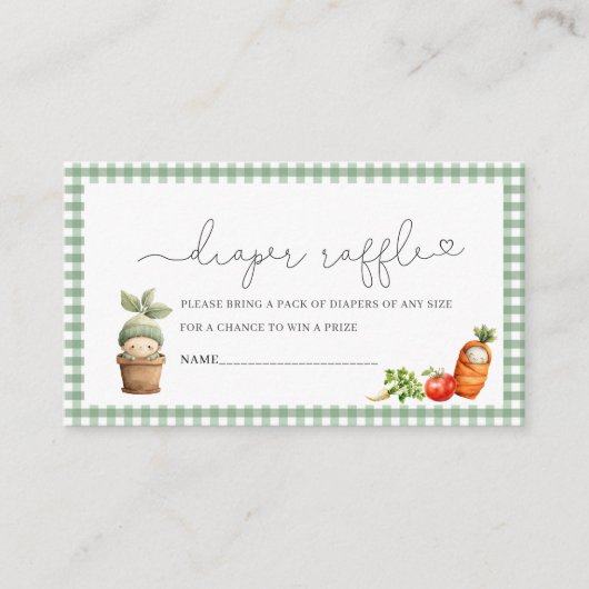 Waterverf Lokaal gekweekt baby shower luier raff Informatiekaartje (Voorkant)