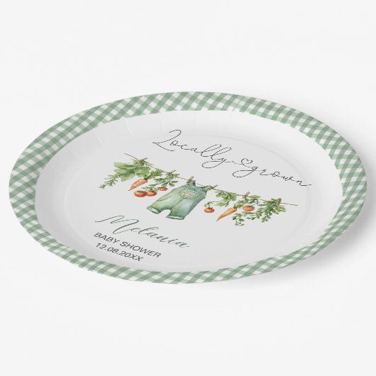 Waterverf Lokaal geteeld baby shower Papier PL Papieren Bordje (Gekanteld)