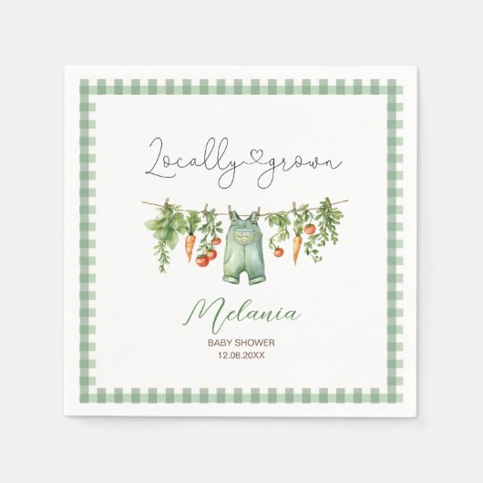 Waterverf Lokaal geteeld baby shower Papier Plat Servet (Voorkant)