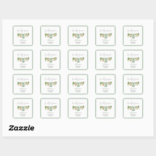Waterverf Lokaal geteeld baby shower Papier Plat Vierkante Sticker (Vel)