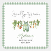 Waterverf Lokaal geteeld baby shower Papier Plat Vierkante Sticker (Voorkant)