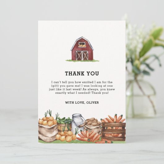 Waterverf lokaal geteeld Veggie Baby shower Bedankkaart (Staand voorkant)