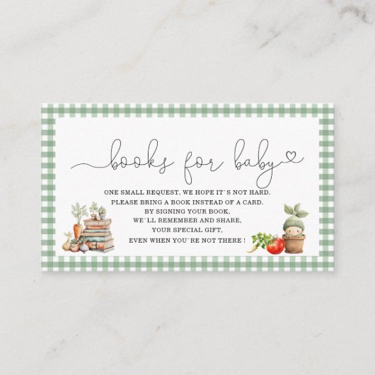 Waterverf Lokaal geteelde baby shower boeken voor  Informatiekaartje (Voorkant)