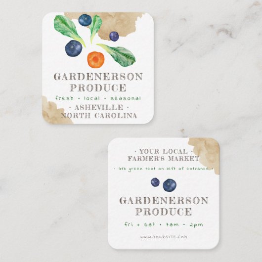 Waterverf lokale productie standaard-kwadraat bedr vierkante visitekaartje (Voorkant / Achterkant)