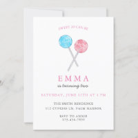 Waterverf Lollipop Birthday Party Uitnodiging