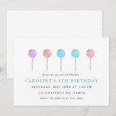 Waterverf Lollipop Birthday Party Uitnodiging (Voorkant / Achterkant)