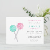 Waterverf Lollipop Birthday Party Uitnodiging (Staand voorkant)