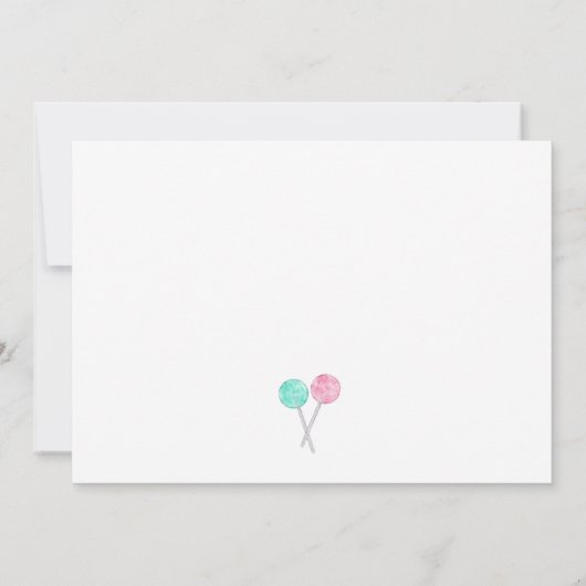 Waterverf Lollipop Birthday Party Uitnodiging (Achterkant)