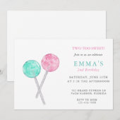 Waterverf Lollipop Birthday Party Uitnodiging (Voorkant / Achterkant)