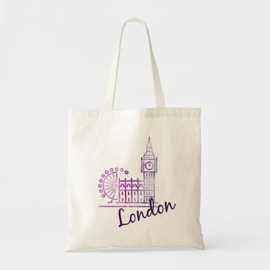 Waterverf Londen Big Ben Canvas tas – Artistiek (Voorkant)