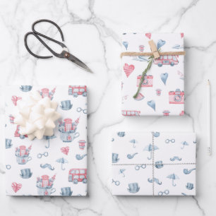 Waterverf Londen Pattern Inpakpapier Vel