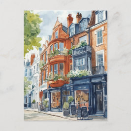 Waterverf Londen: Victoriaans herenhuizen Briefkaart